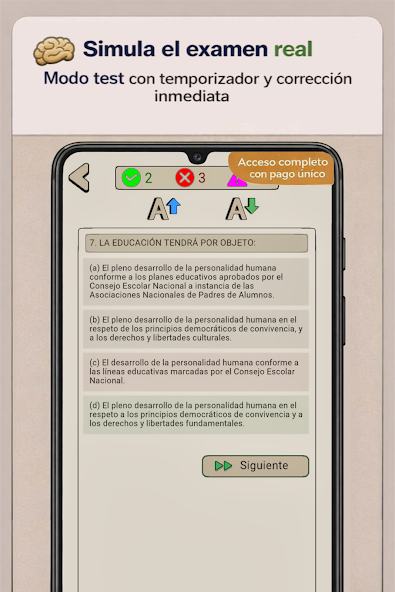 Pregunta tipo test con temporizador y corrección en Test Administrativo UPV/EHU
